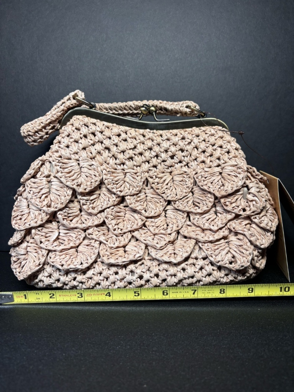 Patricia Nash Laureana Natural Scalloped Raffia Kiss Lock Handbag Boho  NWT - Picture 10 of 14